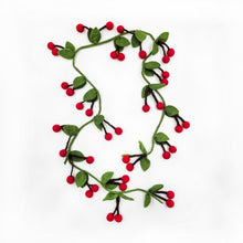 Red Cherry Garland with Leaves